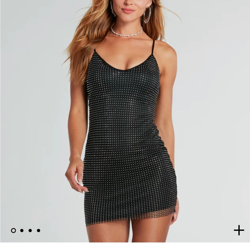 Black rhinestone mini dress size medium